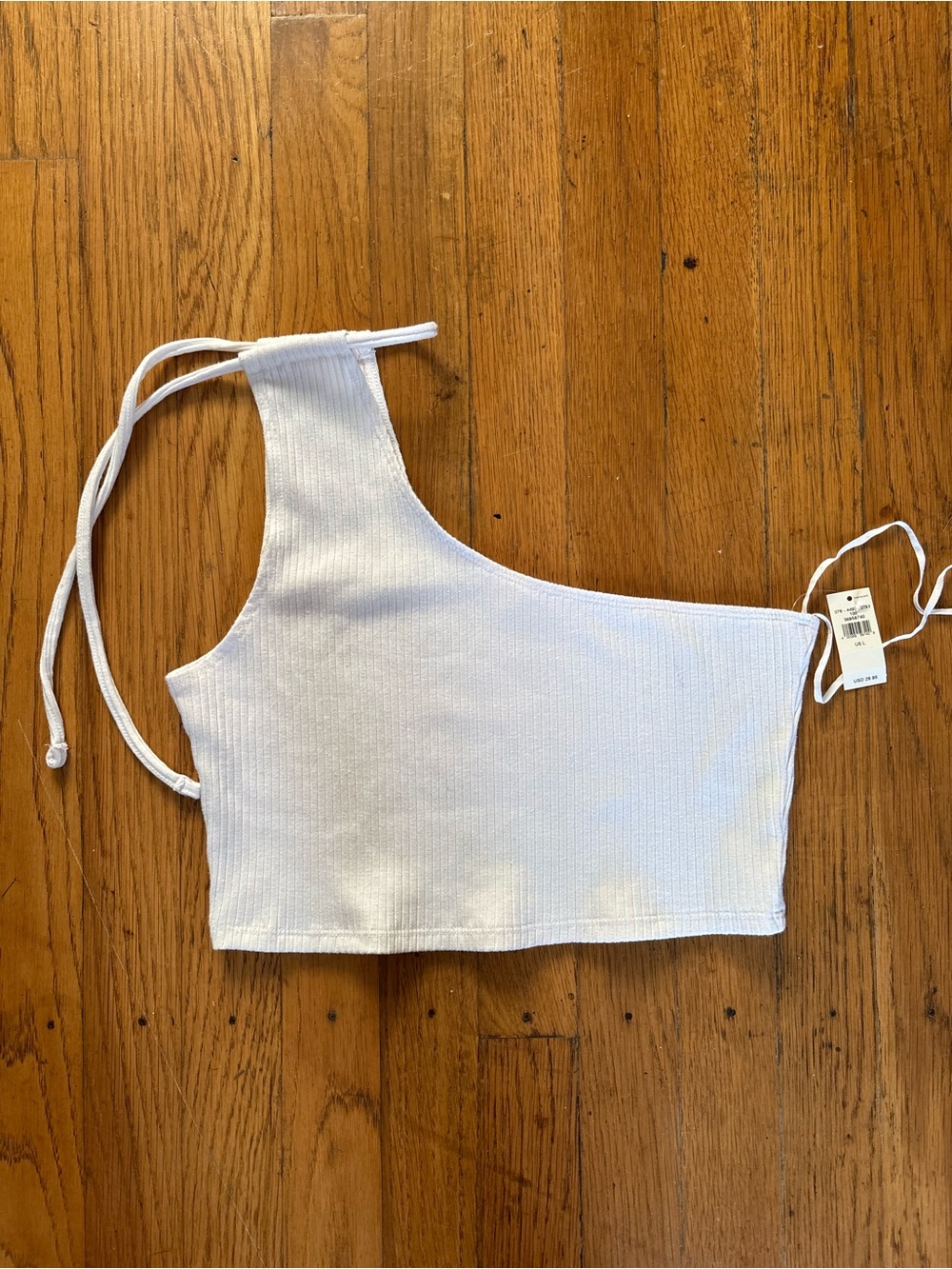 NWT Aerie One Shoulder Ribbed White Cropped Tank Top Size Large